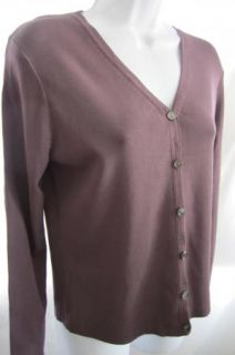 Sz M J Crew Sweater Cardigan V Neck Button Front Purple Rayon Nylon