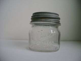 Vintage Clear Half Pint Ball Perfect Mason Jelly Canning Jar w Lid