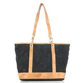 Clever Carriage Company Lace and Leather Tote Handbag at