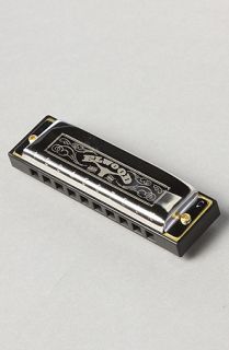 Genuine Hohner harmonica with Elwood printing, antique gold detailing