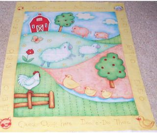 Baby Old McDonalds Farm House Wall Hanging Quilt Top Panel Fabric