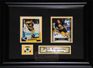 Phil Esposito Boston Bruins 2 Card Collector Set Framed