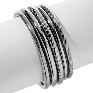 149 273 stately steel set of 5 multi textured bangle bracelets note