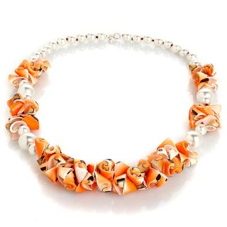 Jewelry Necklaces Beaded Sally C Treasures Orange and White Shell