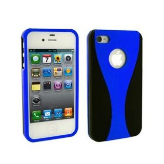 Blue 3 Piece Hard Case Cover Screen Protector For iPhone 4 4G 4S