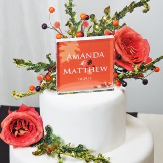 Personalized Fall Wedding Cake Topper Engraved Acrylic Fall Leafs Cake