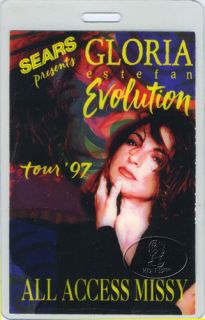  laminated backstage pass for the GLORIA ESTEFAN 1997 EVOLUTION TOUR