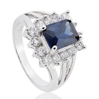 Emerald Cut Royal Blue Sapphire Topaz Ring Jewellery 7 O 1027BLU7