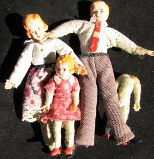 Vintage Marx Dollhouse Family Dolls Mother Father Girl