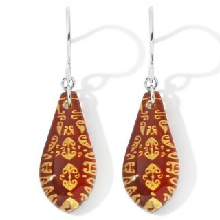 157 852 teardrop sterling silver drop earrings with ornate intaglio