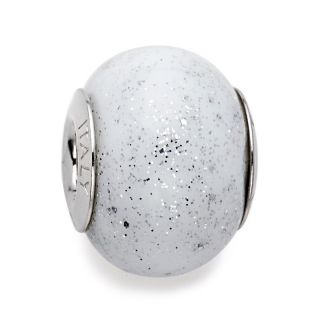 239 167 charming silver inspirations white glitter glass bead charm