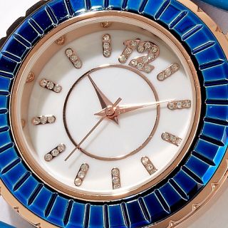 Real Collectibles by Adrienne® Blue Bezel Blue Leather Strap Rosetone