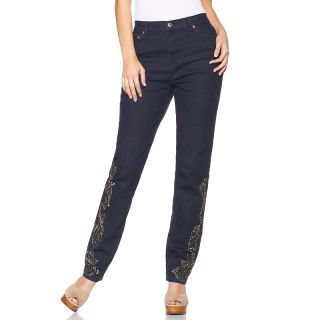 164 921 diane gilman dg2 stud and jeweled embroidered skinny jeans