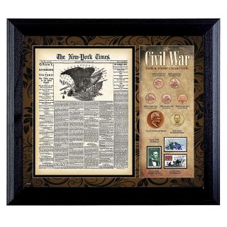 200 166 coin collector civil war framed coin and stamp collection