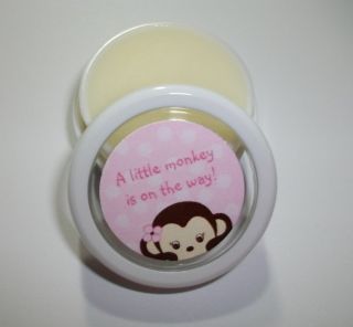 12 Baby Shower Lip Balm Favors Pink A Little Monkey Is on The Way