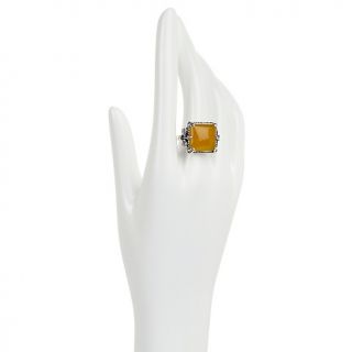 Jade of Yesteryear Yellow Jade Dragonfly Sterling Silver Ring