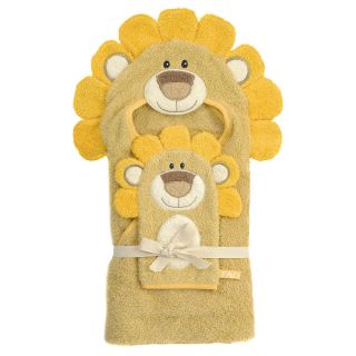 FAO Schwarz Baby Safari Hooded Bath Towel Bath Mitt Set Lion