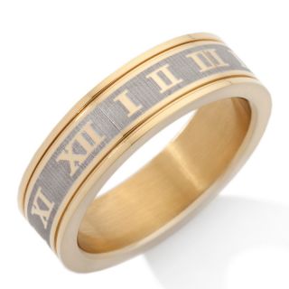184 502 6mm stainless steel two tone roman numeral wedding ring rating