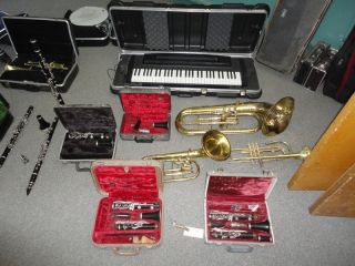 Lot of Band Instruments Trumpets Euphoniums French Horns Sousaphones