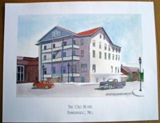 the old hotel in emmitsburg md watercolor print
