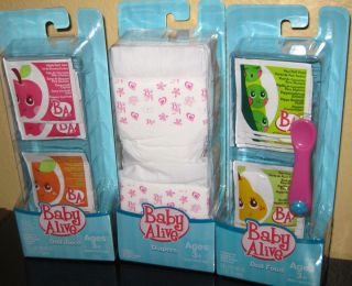 NEW Baby Alive DIAPERS FOOD JUICE Feeding Spoon Doll Accessories