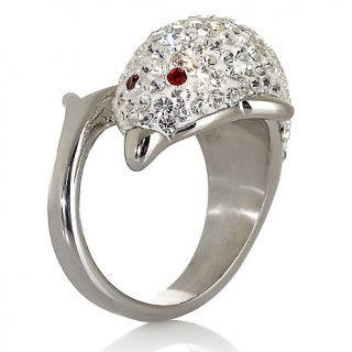 181 489 stately steel crystal dolphin design ring note customer pick