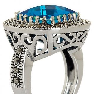 Neptunes Daughter Marcasite Blue Quartz Doublet Ring