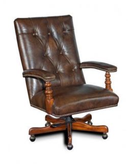  Young Seven Seas Brown Leather Executive Swivel Tilt Desk Chair