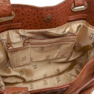 IMAN Platinum Ostrich Embossed Leather & Suede Drawstring Bag