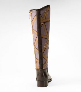 New 2012 Tory Burch Felix Belts Print Riding Boots 7