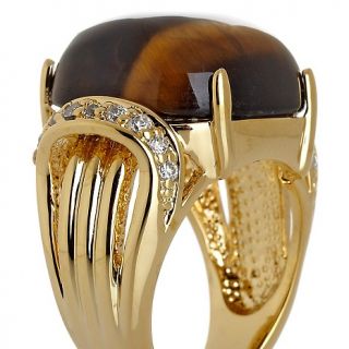 Judith Light Jewelry Tigers Eye and CZ Goldtone Ring