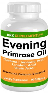 Bottle Evening Primrose Oil 400mg 90 softgels KRK SUPPLEMENTS