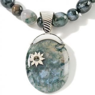 Jay King Green Moss Agate Sterling Silver Pendant with 18 Necklace at