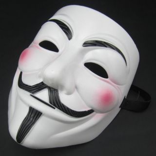  Movie Costume White Mask Guy Fawkes Anonymous Halloween Cosplay