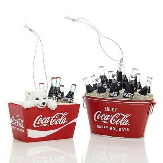 209 111 coca cola coca cola set of 2 ornaments bottles in coolers and