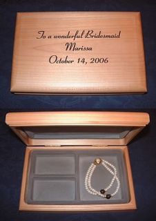 Personalized Engraved Wood Jewelry Box Bridesmaid Maid of Honor Gift