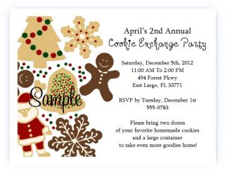  Custom Holiday Christmas Cookie Exchange Swap Party Invitations