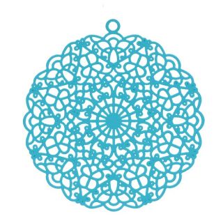 Turquoise Color Round Filigree Pendant by Ezel 38mm X1