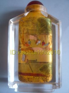 Chinese Person Inside Hand Painted Peking Glass Snuff Bottle