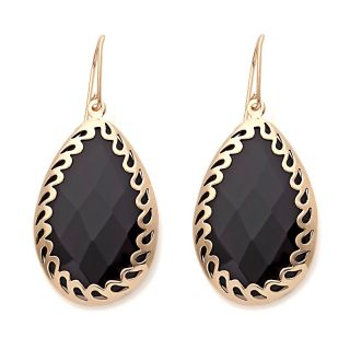 221 957 technibond faceted gemstone pear shaped frame drop earrings