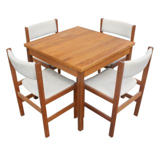 vintage dining table with extension and 4 chairs teak construction