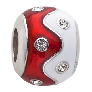 222 283 charming silver inspirations red and white enamel crystal