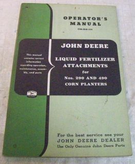 John Deere CA 1950s Fertilizer Attachment Owner Manual