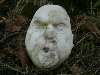 LG Cement Uncle Festus Head Halloween Garden Art Statue Concrete Scary