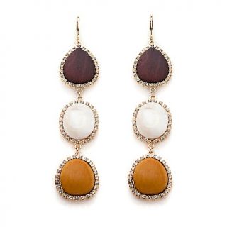 222 193 v by eva multicolor wood and crystal 3 drop earrings rating be