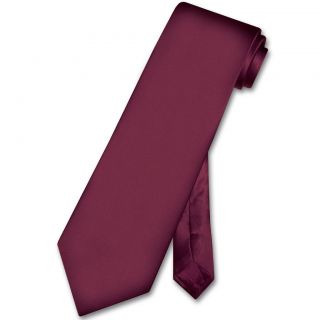  Silk Necktie Extra Long Solid Eggplant Purple Mens XL Neck Tie