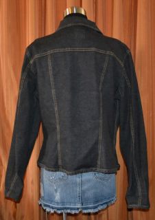 Faconnable Black Cotton Spandex Stretch Denim Jean Jacket Ladies
