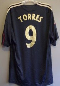 Liverpool Football Club Jersey Fernando Torres 9 Adidas Black Gold Sz