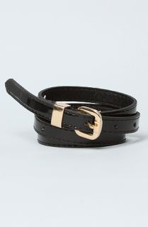 Accessories Boutique The Solid Patent Skinny Belt in Black