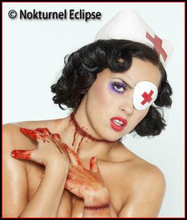 White Leather Eye Patch Red Cross Nurse Pirate Costume